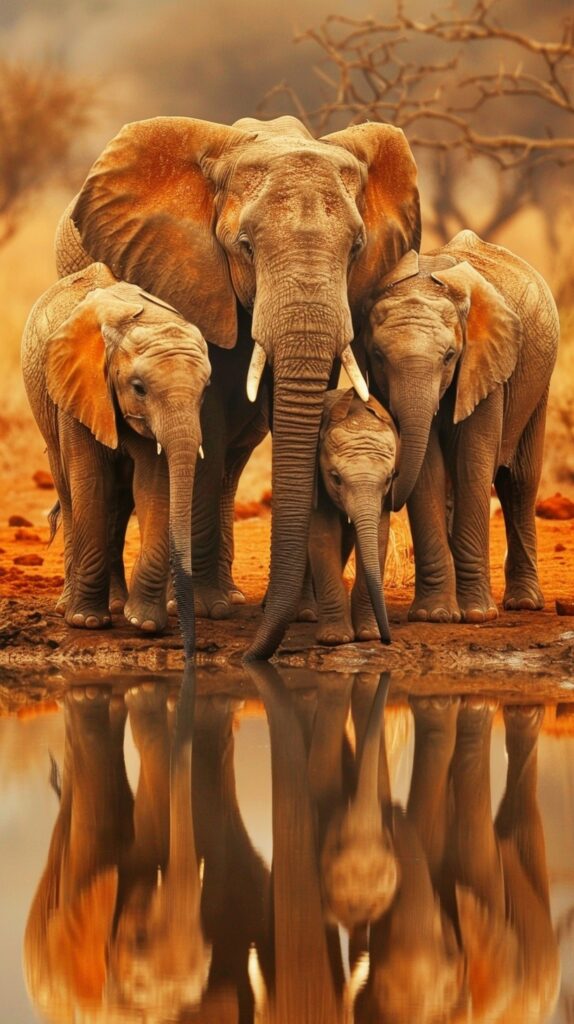 Elephant family bonding