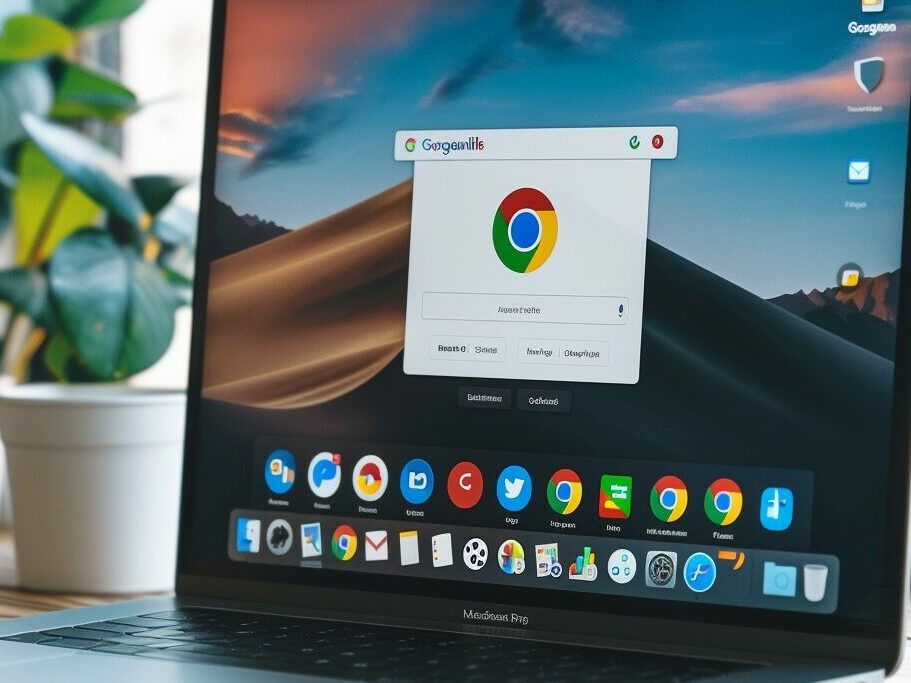 Modern laptop displaying Google Chrome's homepage